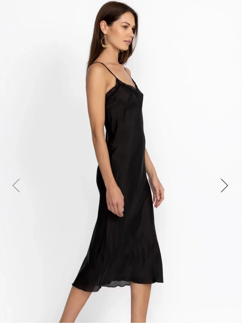 Johnny Was SILK Black Lace-Trim Slip dress NWT Size XL - Picture 4 of 11